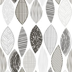 Seamless monochrome pattern with abstract leaves N6
