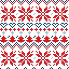 Christmas Nordic seamless pattern ( blue and red )
