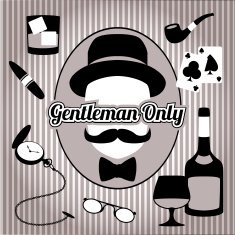 Retro gentleman face and accessories isolated N2