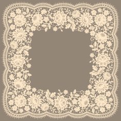 Square Frame Floral Pattern White Lace