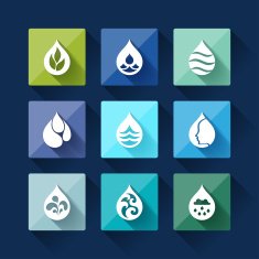 Water drop icons in flat design style N2