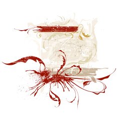 Red calligraphy flowers ornament on beige grunge background