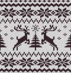 Vector Seamless Knitted Pattern with Deers N2