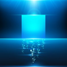 Glowing cube with particles