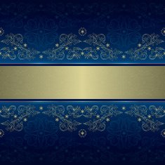 Ornate floral seamless pattern on blue Vector background