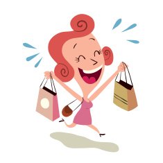 happy woman shopping