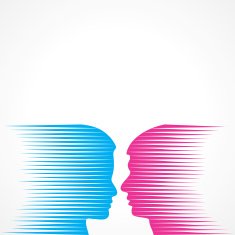 Abstract male and female face