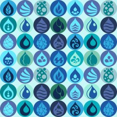 Seamless pattern with water icons in flat design style N4