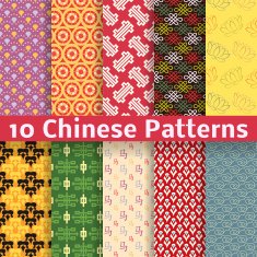 Different Chinese vector seamless patterns (tiling)