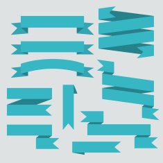 Blue vector ribbons set