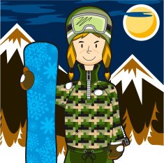 Girl Snowboarder in Mountain Range by Night