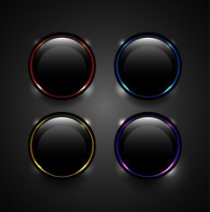 Vector black glowing buttons