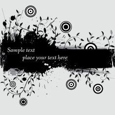 Ink grunge banner with plants N2