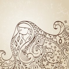 Long haired girl Vector illustration