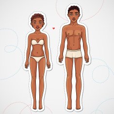 Male and female body African american ethnic