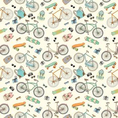Seamless pattern with bicycles boards and accsessories N2
