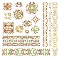 Set of decorative elements in oriental style (vector) N13