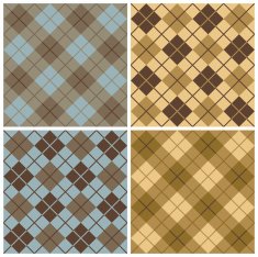 Argyle-Plaid Pattern in Blue Taupe and Gold
