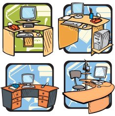 Furniture Illustrations I Computer Desks (Vector)
