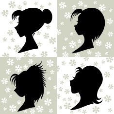 female silhouettes with different hairstyles