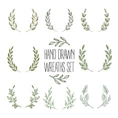 Set of hands drawn decorative wreaths Vector illustration N2