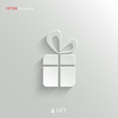 Gift icon - vector white app button