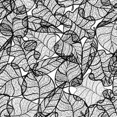 Autumn transparent leaves pattern on the dark background