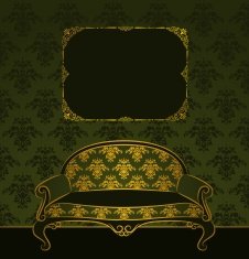Vector illustration sofa in vintage interior N2