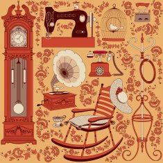 Collection of retro appliances and furniture