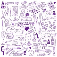 collection of cosmetics doodles
