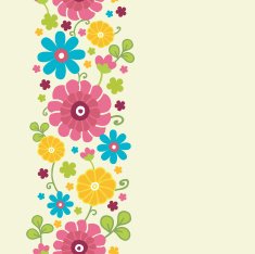 Bright flowers kimono oriental vertical seamless pattern