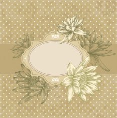 Vintage frame with blooming water lilies hand-drawing
