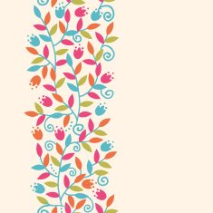 Colorful branches vertical seamless pattern