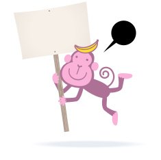 monkey holding a blank sign for your message N2