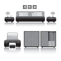bedroom in black&white