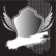 vintage silver shield with grunge banner