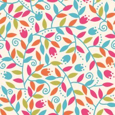 Colorful branches seamless pattern