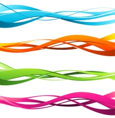 Blue orange green and pink abstract waves