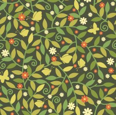 Colorful garden branches seamless pattern