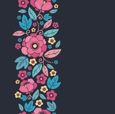 Colorful summer floral vertical seamless pattern