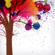 abstract background tree with branches made of watercolor drops