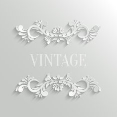 Vector 3d Floral Invitation Card in Vintage Style