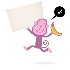 monkey holding a blank sign for your message N3