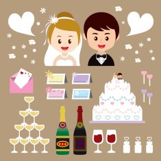 Wedding party icon set 01
