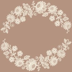 White Lace Flower Garland Beige Background