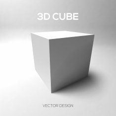 Cube 3D on gray background Vector illustration