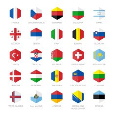 Europe Flag Icons Hexagon Flat Design N2