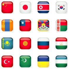 Eastern and Northern Asia Icon Flags
