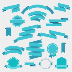 vector set of blue empty retro ribbons