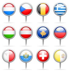 Round flag pins - Europe